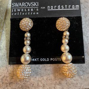 New Swarovski Crystal Pearl Dangle Earrings